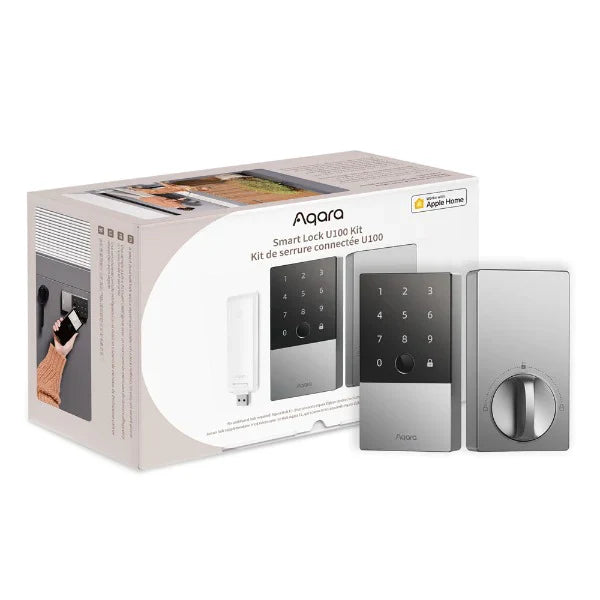 Aqara Smart Lock U100 智能輔助鎖連E1智能網關套裝【香港行貨】 ｜支援HomeKit，手機開鎖